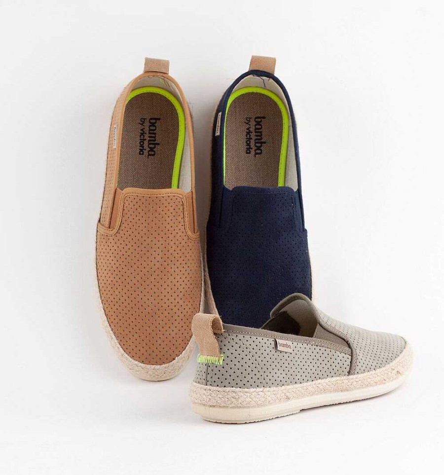 Hombre Calzados Victoria Zapatos Slip-On | Andre Perforado Ante Sintético Elástico